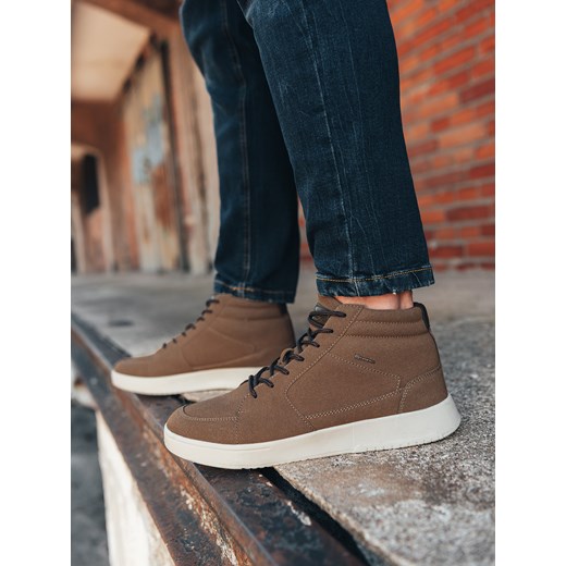 Buty męskie sneakersy za kostkę - brązowe V1 T418 ze sklepu ombre w kategorii Trampki męskie - zdjęcie 176281895