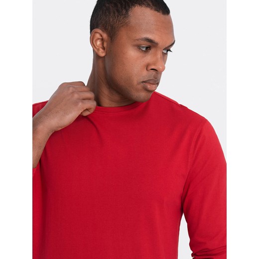 Longsleeve męski BASIC z okrągłym dekoltem - czerwony V5 OM-LSBL-0106 ze sklepu ombre w kategorii T-shirty męskie - zdjęcie 176281999