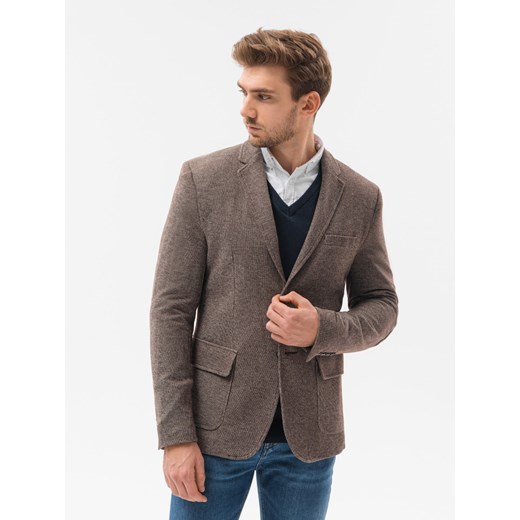 Marynarka męska casual - brązowa V3 M162 M okazja ombre