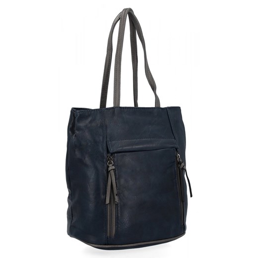 Uniwersalna Torebka Damska Plecak 2w1 firmy Hernan HB0355-1 Granatowa/Szara ze sklepu PaniTorbalska w kategorii Torby Shopper bag - zdjęcie 176282249
