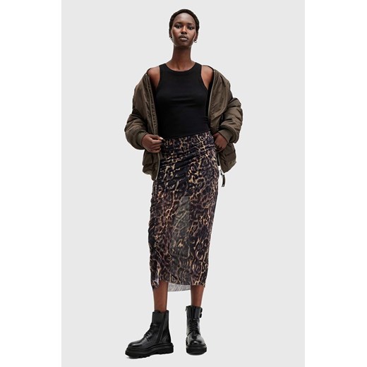 AllSaints spódnica NORA kolor brązowy midi ołówkowa W057RB ze sklepu ANSWEAR.com w kategorii Spódnice - zdjęcie 176283597
