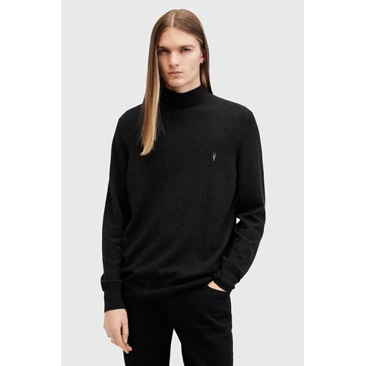 AllSaints sweter wełniany KILBURN MOCK męski kolor czarny z półgolfem M030KA ze sklepu ANSWEAR.com w kategorii Swetry męskie - zdjęcie 176283615