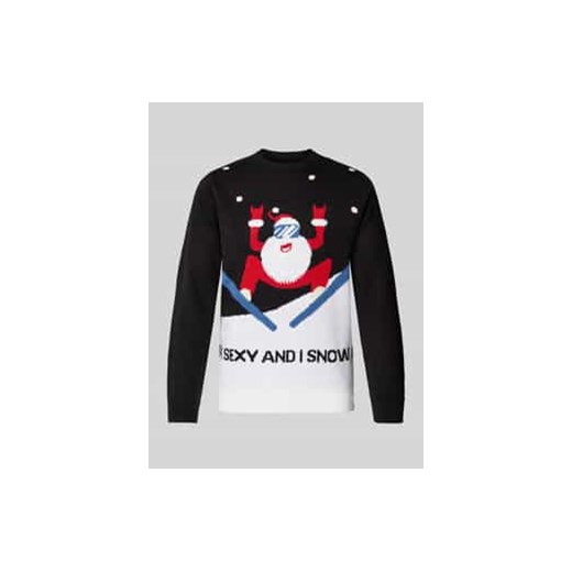 Sweter świąteczny z prążkowanymi wykończeniami model ‘XMAS’ ze sklepu Peek&Cloppenburg  w kategorii Swetry męskie - zdjęcie 176288438