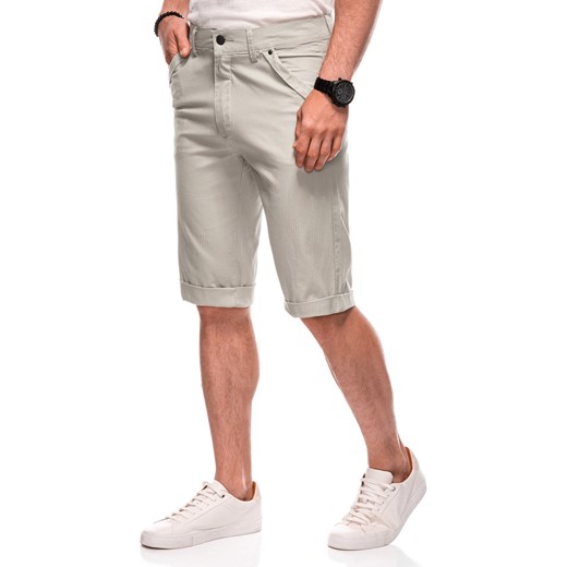 Krótkie spodenki męskie chino 504W - beżowe ze sklepu Edoti w kategorii Spodenki męskie - zdjęcie 176288679