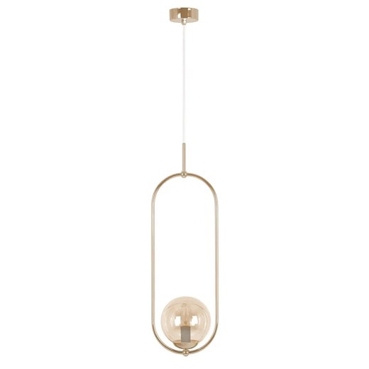 Złota nowoczesna lampa wisząca z bursztynowym kloszem - A668 D6-W83 ze sklepu Edinos.pl w kategorii Lampy wiszące - zdjęcie 176289799