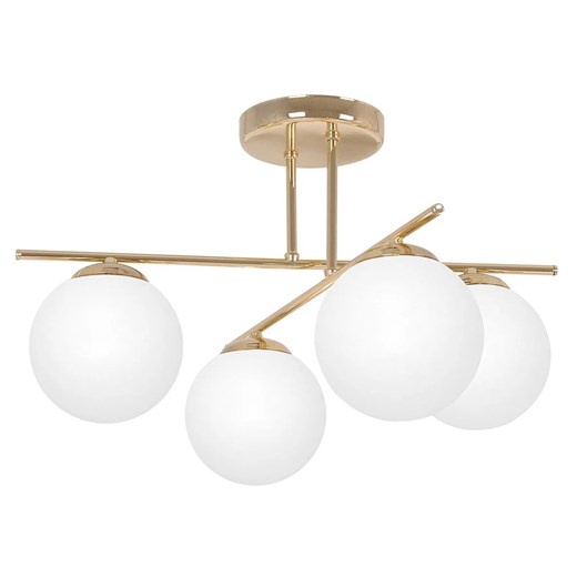 Złoto-biała lampa sufitowa z 4 szklanymi kloszami C8-S82 ze sklepu Edinos.pl w kategorii Lampy sufitowe - zdjęcie 176289805