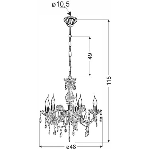 Złoty żyrandol kryształowy pięcioramienny - Z004-Perlos Lumes One Size promocja Edinos.pl