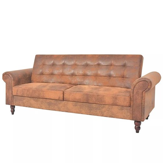 Rozkładana pikowana brązowa sofa - Algero ze sklepu Edinos.pl w kategorii Sofy i kanapy - zdjęcie 176290199