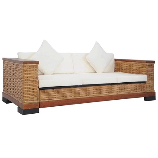 Sofa Otma 3A trzyosobowa - rattan + brąz ze sklepu Edinos.pl w kategorii Sofy i kanapy - zdjęcie 176290245