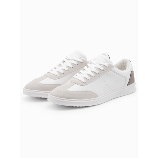 Casualowe męskie buty sneakersy OLDSCHOOL – białe V3 OM-FOCS-0104 ze sklepu ombre w kategorii Trampki męskie - zdjęcie 176291586