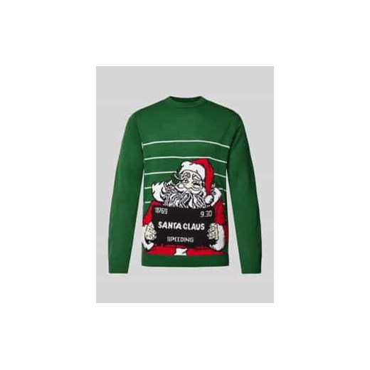 Sweter świąteczny z prążkowanymi wykończeniami model ‘XMAS’ ze sklepu Peek&Cloppenburg  w kategorii Swetry męskie - zdjęcie 176295388