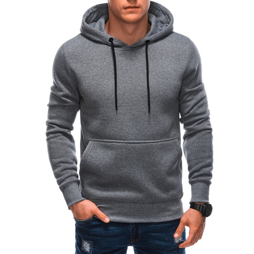 Bluza męska z kapturem EM-SSNZ-22FW-018 V9 - grafitowy melanż ze sklepu Edoti w kategorii Bluzy męskie - zdjęcie 176296838