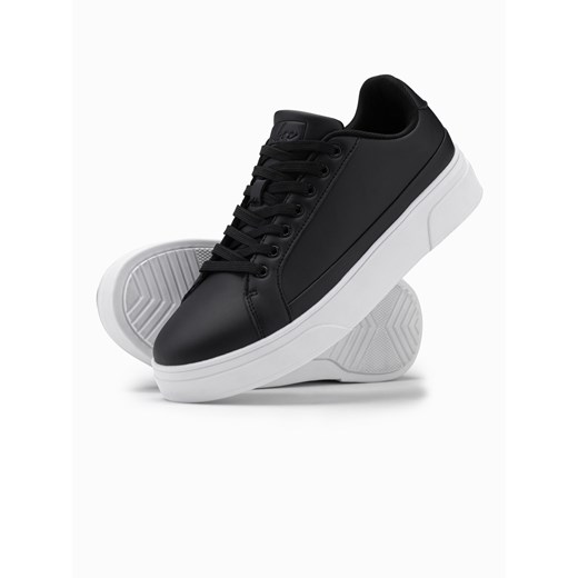 Buty sneakersy męskie z ekoskóry na grubej podeszwie – czarne V5 OM-FOSL-0166 43 ombre