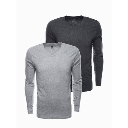 Zestaw longsleeve męski V-NECK - mix 2-pak V1 Z41 ze sklepu ombre w kategorii T-shirty męskie - zdjęcie 176298059