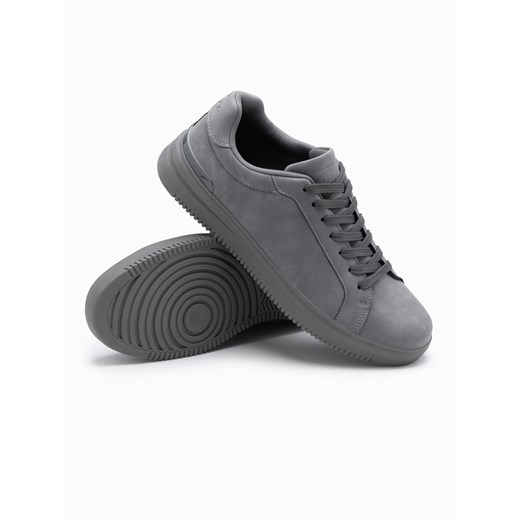 Casualowe jednolite męskie buty z eko nubuku – szare V3 OM-FOCS-0151 ze sklepu ombre w kategorii Buty sportowe męskie - zdjęcie 176298217