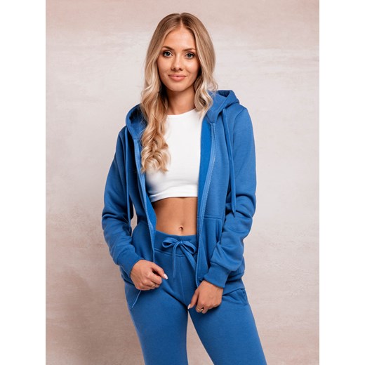Bluza damska z kapturem 003TLR - niebieska Other M Edoti