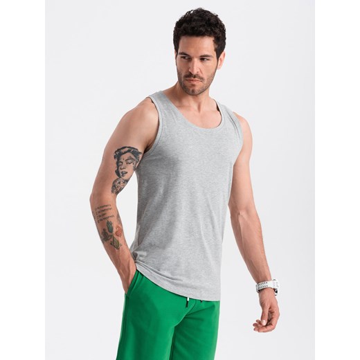 Męska bawełniana koszulka tank top BASIC – szary melanż V2 OM-TSBT-0192 ze sklepu ombre w kategorii T-shirty męskie - zdjęcie 176299546