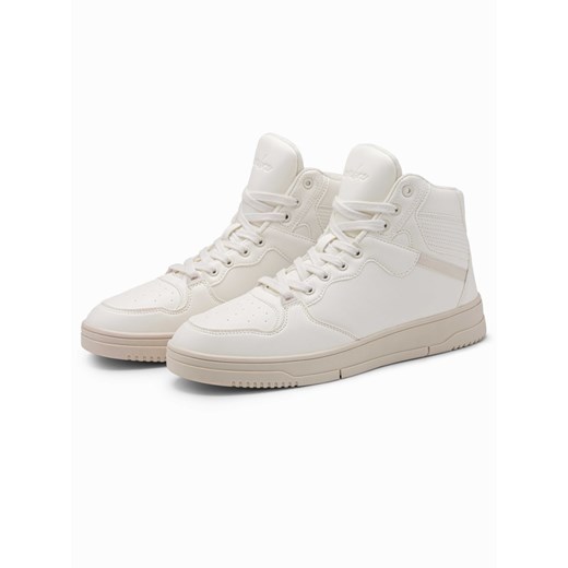 Męskie buty sneakersy z wysoką cholewką – białe V1 OM-FOSH-0139 ze sklepu ombre w kategorii Buty sportowe męskie - zdjęcie 176299648