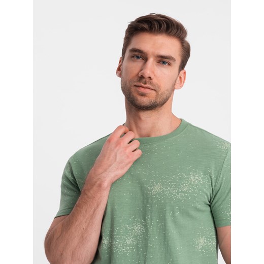 T-shirt męski fullprint z rozrzuconymi literami - zielony V5 OM-TSFP-0179 XL promocja ombre