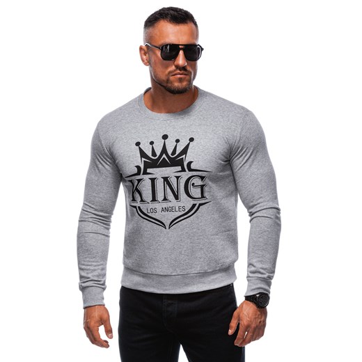 Bluza męska bez kaptura 1680B - szara ze sklepu Edoti w kategorii Bluzy męskie - zdjęcie 176300819
