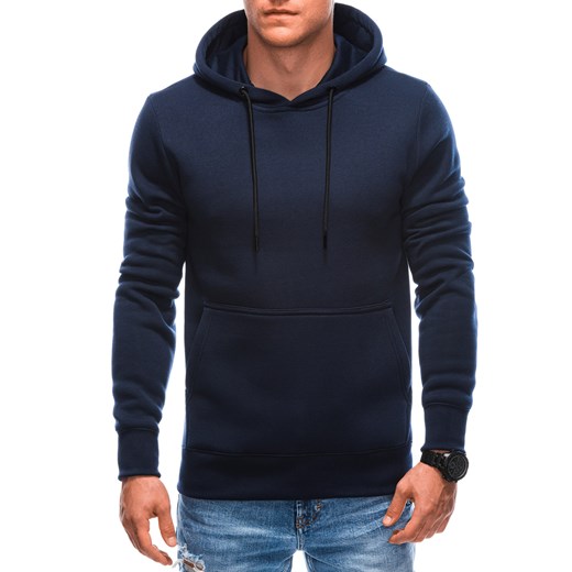 Bluza męska z kapturem EM-SSNZ-22FW-018 V5 - granatowa ze sklepu Edoti w kategorii Bluzy męskie - zdjęcie 176300838
