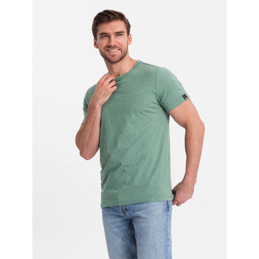 T-shirt męski z ozdobnym efektem confetti - zielony V4 OM-TSCT-0178 ze sklepu ombre w kategorii T-shirty męskie - zdjęcie 176301279