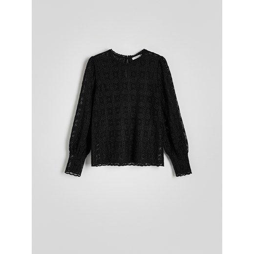 Reserved - Transparentna bluzka z koronki - czarny Reserved L Reserved