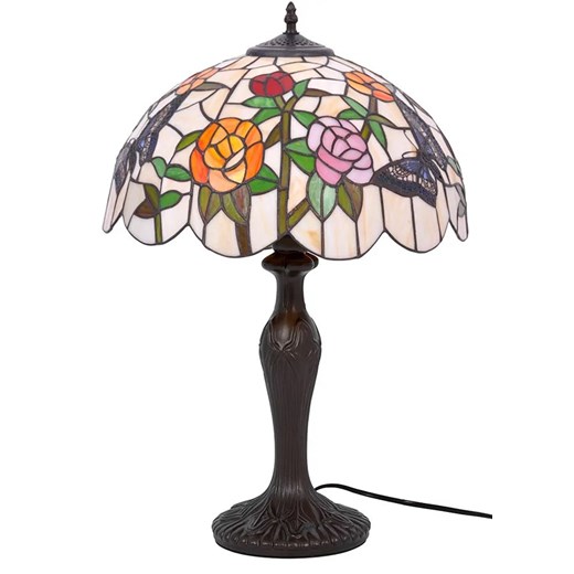 Stylowa lampa stołowa z witrażowym kloszem P1-D56 ze sklepu Edinos.pl w kategorii Lampy stołowe - zdjęcie 176302027