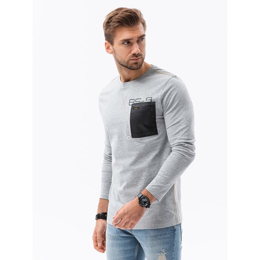 Longsleeve męski z kieszonką - szary melanż V3 L130 L okazja ombre