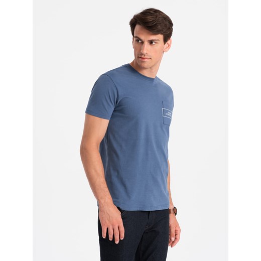Bawełniany męski t-shirt z nadrukiem na kieszonce Ombre Streetstyle – indygo V9 XL ombre
