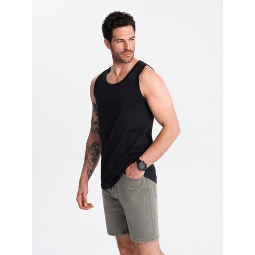 Męska bawełniana koszulka tank top BASIC – czarna V3 OM-TSBT-0192 ze sklepu ombre w kategorii T-shirty męskie - zdjęcie 176306667