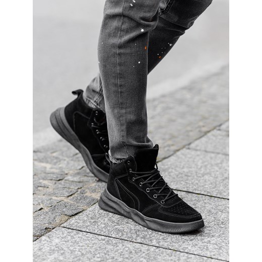 Buty męskie sneakersy wysokie - czarne V3 T380 ze sklepu ombre w kategorii Buty sportowe męskie - zdjęcie 176307038