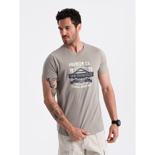 Męski bawełniany t-shirt z nadrukiem San Francisco – popielaty V4 OM-TSPT-0120 S ombre