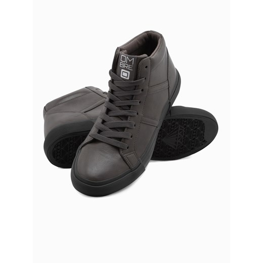 Buty męskie sneakersy za kostkę z kontrastową podeszwą - grafitowe V3 OM-FOTH-0124 ze sklepu ombre w kategorii Trampki męskie - zdjęcie 176309957