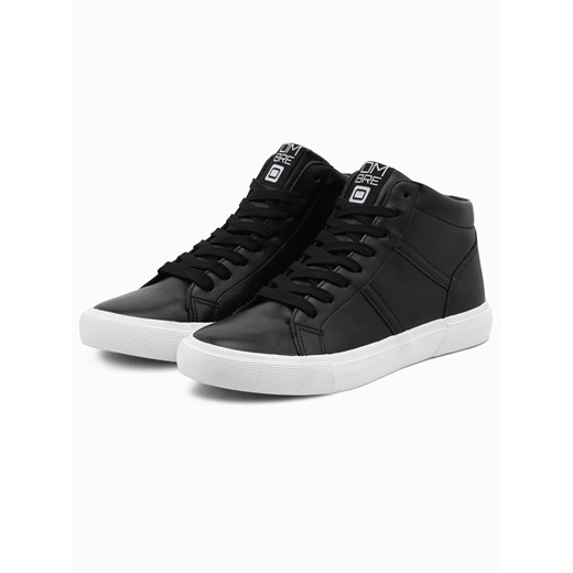 Buty męskie sneakersy za kostkę z kontrastową podeszwą - czarne V6 OM-FOTH-0124 ze sklepu ombre w kategorii Trampki męskie - zdjęcie 176310038