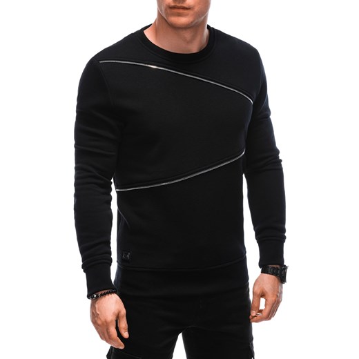 Bluza męska z ozdobnymi zamkami OM-SSNZ-22FW-005 - czarna V1 ze sklepu Edoti w kategorii Bluzy męskie - zdjęcie 176310159