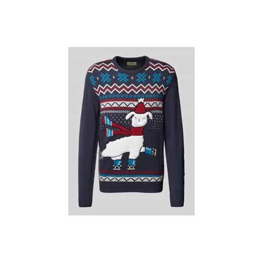 Sweter świąteczny z okrągłym dekoltem ze sklepu Peek&Cloppenburg  w kategorii Swetry męskie - zdjęcie 176310687