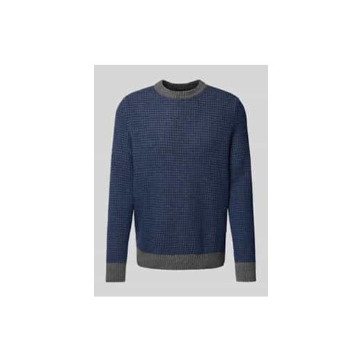 Sweter z dzianiny z żywej wełny z okrągłym dekoltem ze sklepu Peek&Cloppenburg  w kategorii Swetry męskie - zdjęcie 176310775