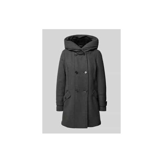 Płaszcz wełniany o kroju regular fit z kapturem i podszewką z futerka ze sklepu Peek&Cloppenburg  w kategorii Płaszcze damskie - zdjęcie 176310776