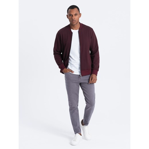 Jeansowe spodnie męskie bez przetarć SLIM FIT - grafitowe V5 OM-PADP-0148 L ombre