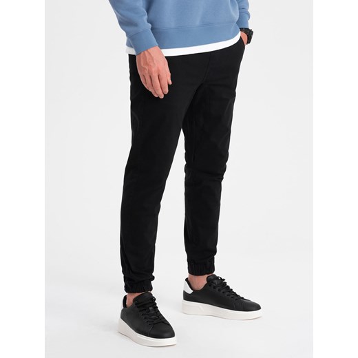 Spodnie męskie materiałowe JOGGERY - czarne V1 P885 XXL wyprzedaż ombre