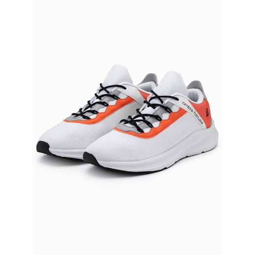 Męskie sneakersy z neonowymi wstawkami – białe V1 OM-FOKS-0118 ze sklepu ombre w kategorii Buty sportowe męskie - zdjęcie 176311987