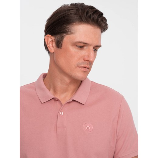 Koszulka męska polo z dzianiny pique - różowy V7 S1374 XL okazyjna cena ombre