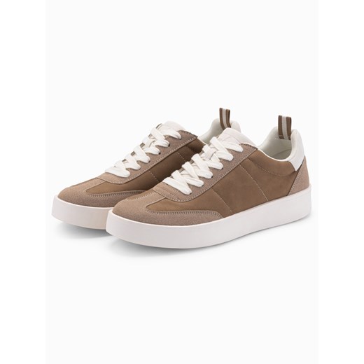 Oldschoolowe męskie sneakersy na grubej podeszwie – jasnobrązowe V1 OM-FOSL-0170 ze sklepu ombre w kategorii Buty sportowe męskie - zdjęcie 176313369