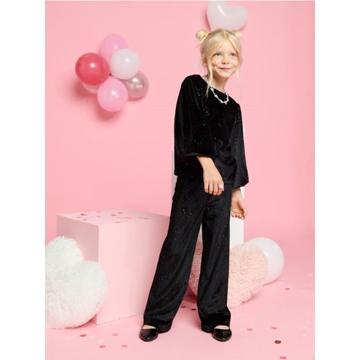 Sinsay - Spodnie wide leg - czarny Sinsay 140 Sinsay