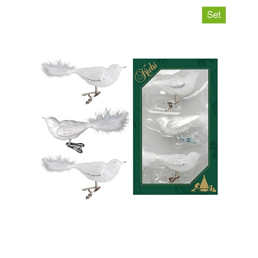 Krebs Glas Lauscha Ozdoby choinkowe (3 szt.) w kolorze białym ze sklepu Limango Polska w kategorii Dekoracje bożonarodzeniowe - zdjęcie 176315596