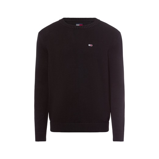 Tommy Jeans Męska bluza z dzianiny Mężczyźni Bawełna czarny jednolity ze sklepu vangraaf w kategorii Swetry męskie - zdjęcie 176316347