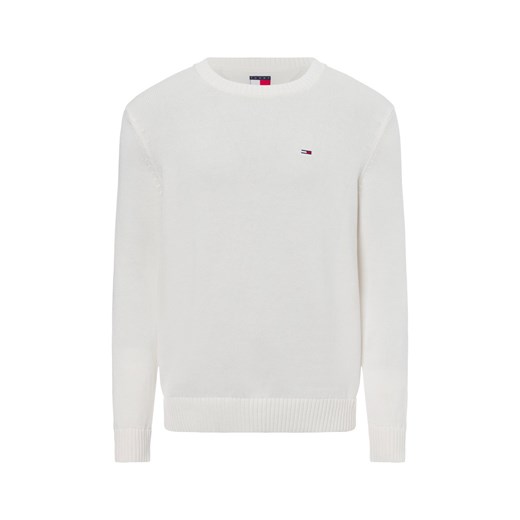 Tommy Jeans Męska bluza z dzianiny Mężczyźni Bawełna biały jednolity ze sklepu vangraaf w kategorii Swetry męskie - zdjęcie 176316348