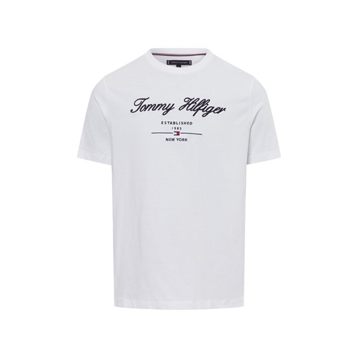 Tommy Hilfiger Koszulka męska Mężczyźni Bawełna biały jednolity ze sklepu vangraaf w kategorii T-shirty męskie - zdjęcie 176316368