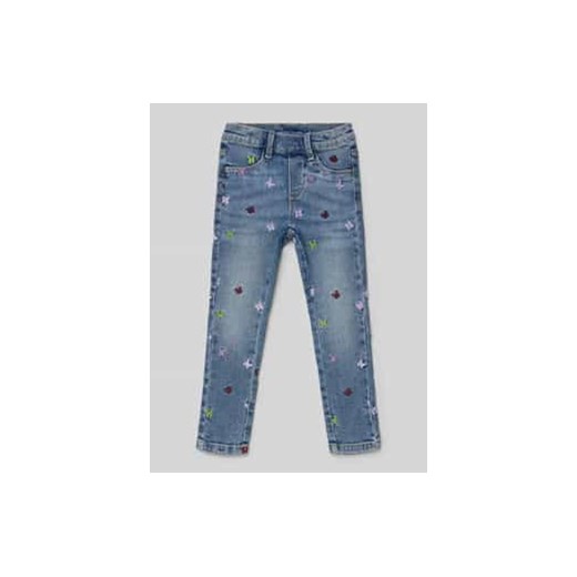 Jeansy o kroju tapered fit ze średnim stanem i elastycznym pasem ze sklepu Peek&Cloppenburg  w kategorii Spodnie dziewczęce - zdjęcie 176318096